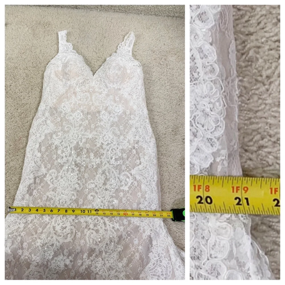 oleg cassini lace trumpet wedding dress - Picture 14 of 16